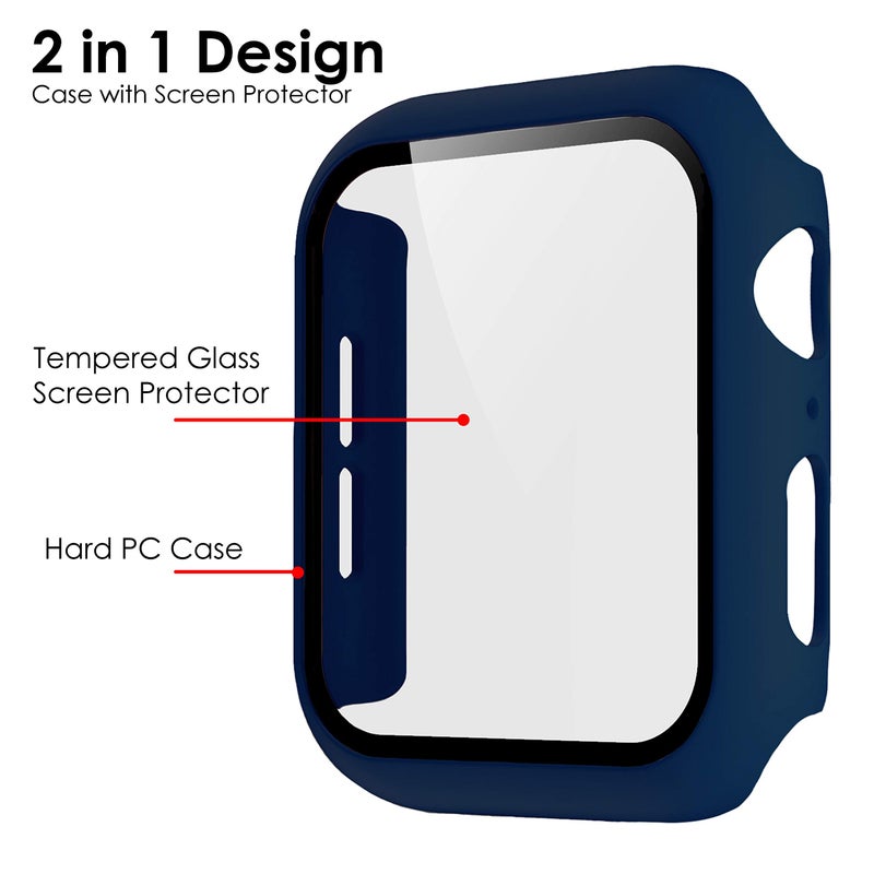 Pokanic [2 Pack Compatible with Apple Watch 3 2 1 SE Series iWatch 9H Tempered Glass Case Full Screen Protector Cover Scratch (Midnight Blue, 38mm) - Image 2